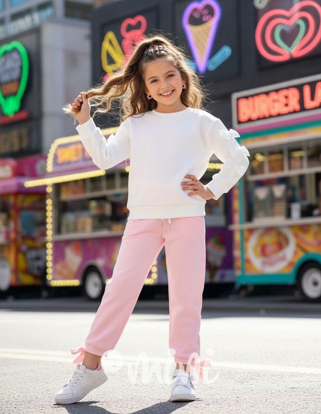 Mašličkové kalhoty světle růžové