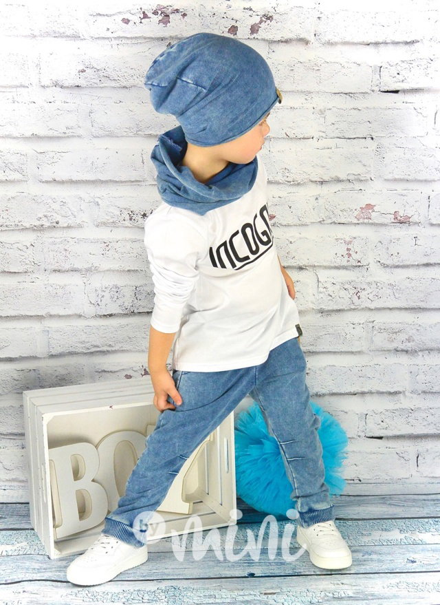 Jeans tepláčky + jeans houmleska s tunelem