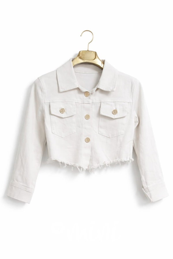 Bílá crop denim bunda