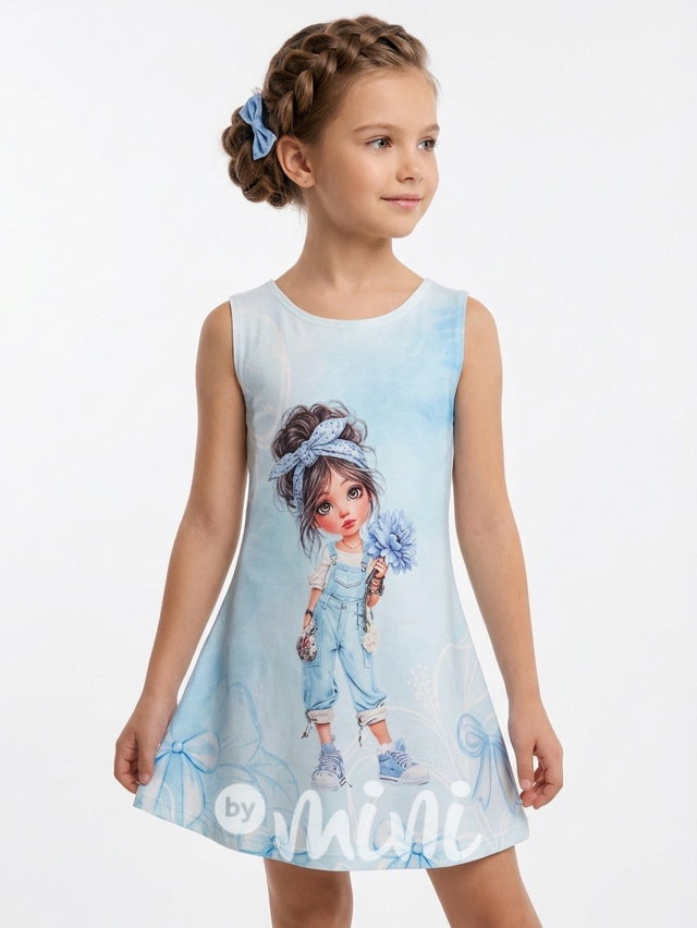 Romantické letní šaty s ilustrací nebeské