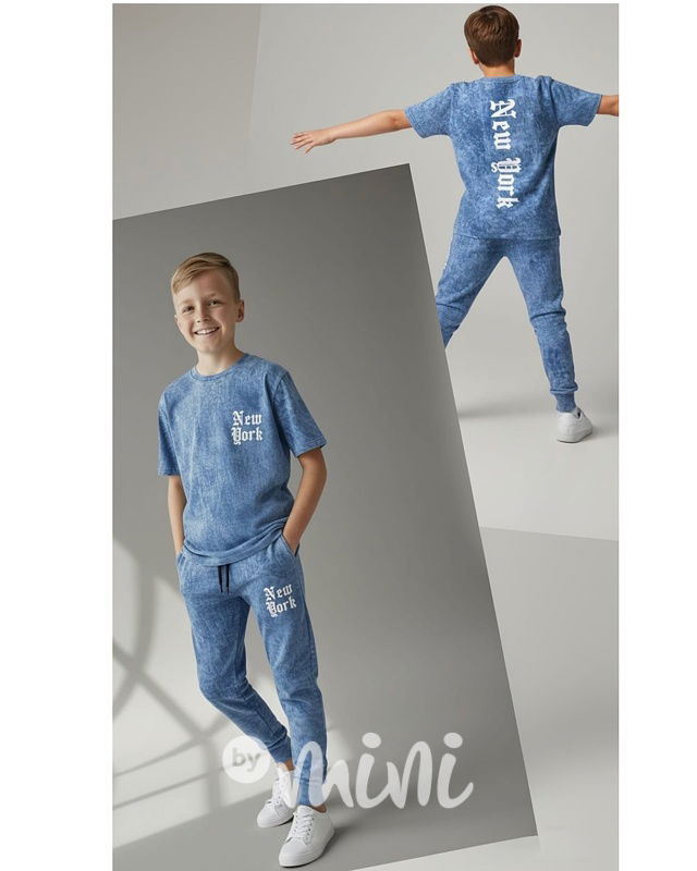 New York acid wash set blue