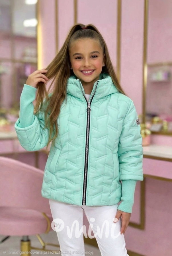PREMIUM jarní bunda s dlouhými náplety mint