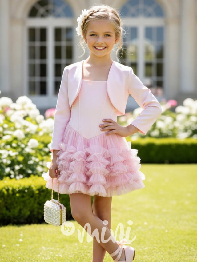 Elegant šaty + bolerko pink