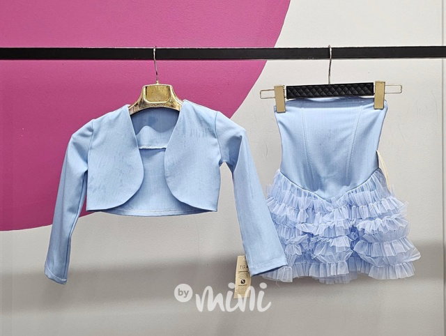 Elegant šaty + bolerko baby blue
