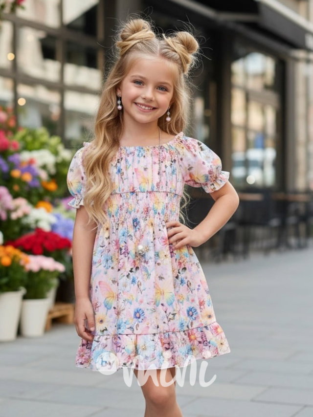 Flower šaty s řetízkem pink