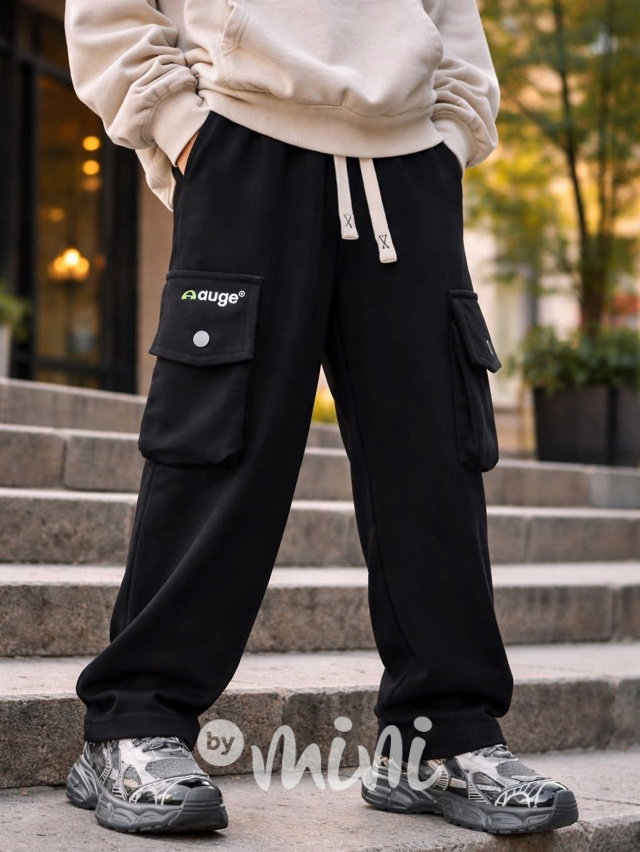 Bavlněné cargo baggy tepláky černé