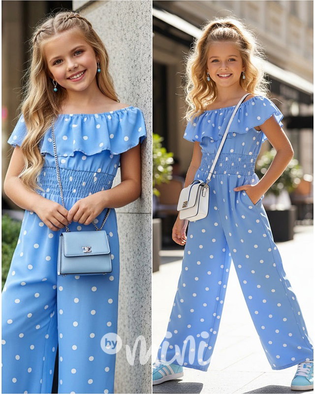Mini chic overal puntíky BLUE