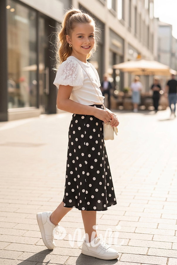 Satin midi sukně black/white