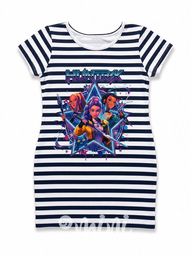 Huntrix tunikové pruhované šaty dark blue