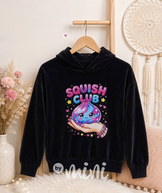 Squishy dumpling soft velur mikina černá