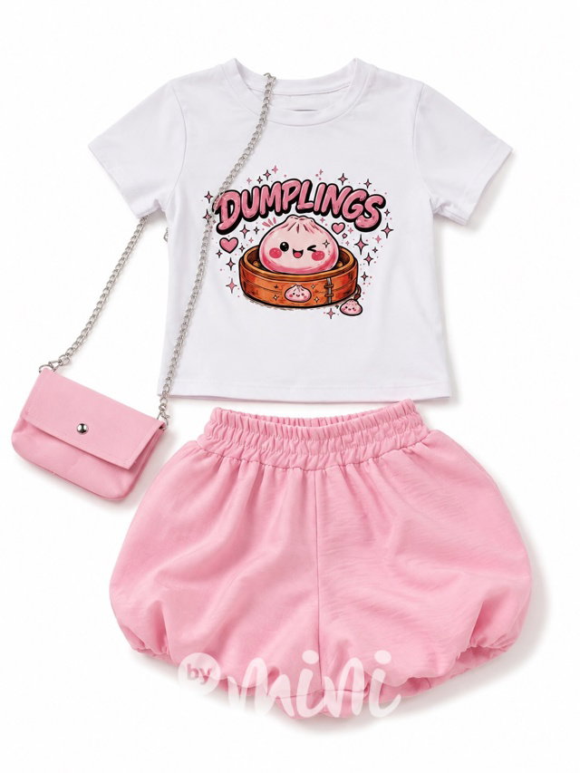 Dumpling letní set s kabelkou pink