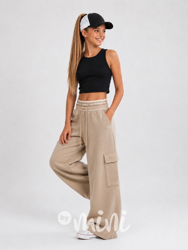Cargo lounge široké tepláky beige