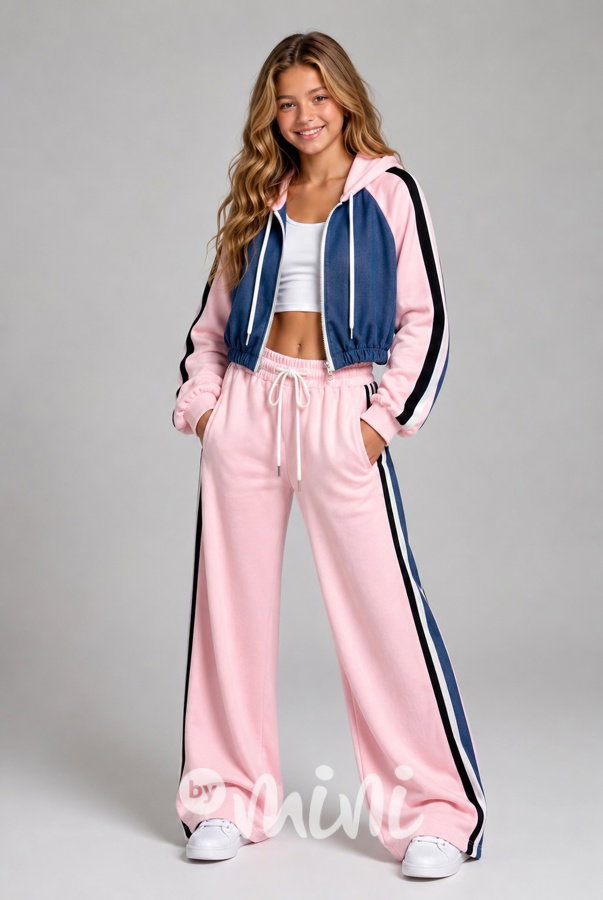 Denim & Velur souprava pink