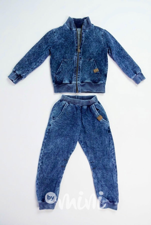 Acid wash denim jogger blue