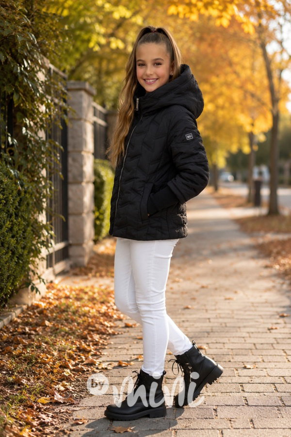 PREMIUM podzimní bunda s dlouhými náplety BLACK