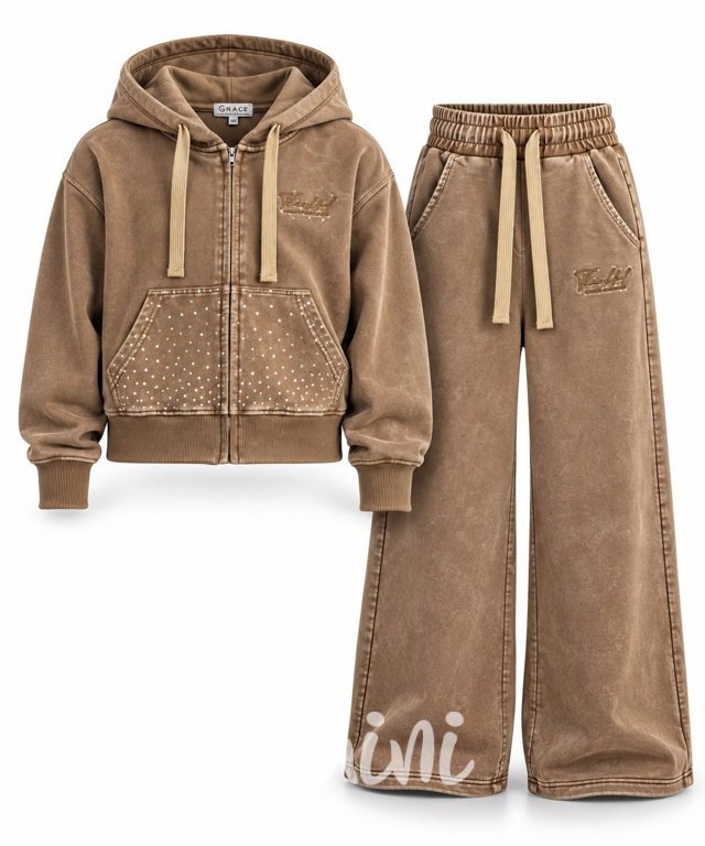 Soft cotton denim teenage souprava MOCHA