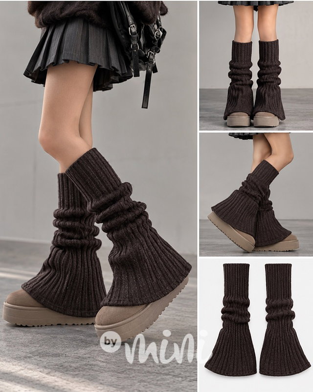 Teen flare knit návleky chocolate
