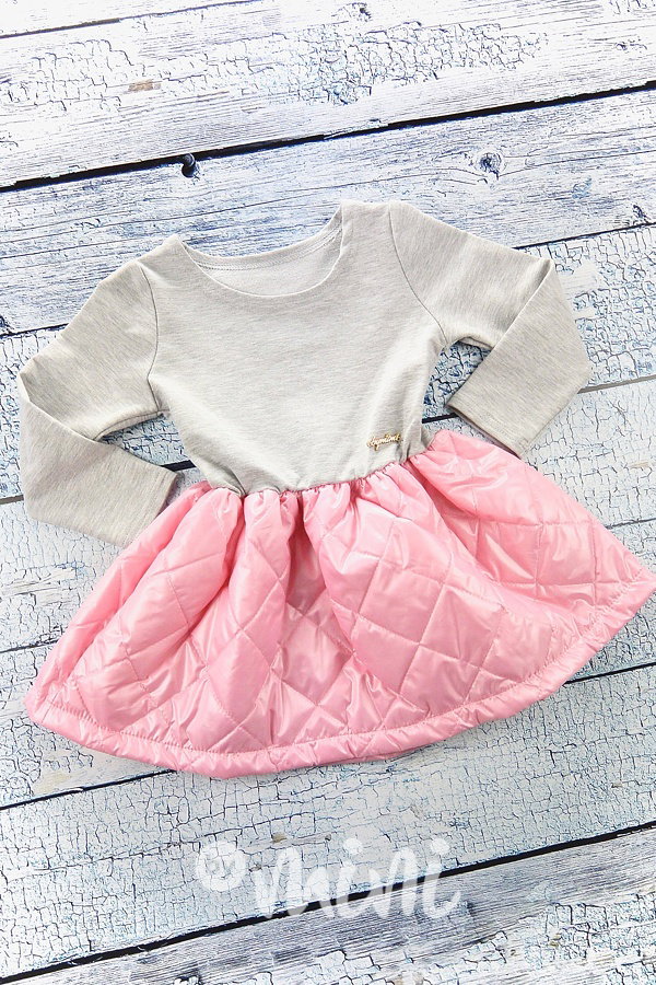 Grey/Pink prošívané šaty