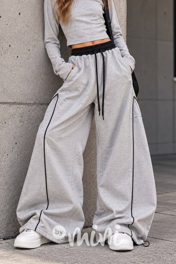 PREMIUM maxi volné podzimní tepláky grey