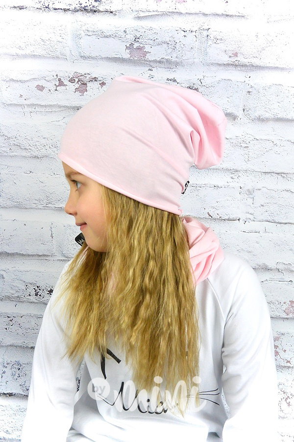Spadlá houmles čepka s nákrčníkem baby pink