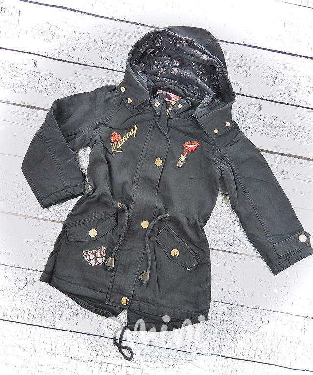 Marine blue jarní parka s nášivkami
