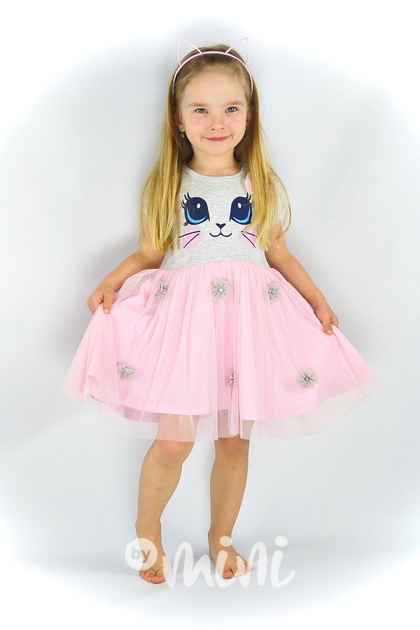 Cute cat dress grey