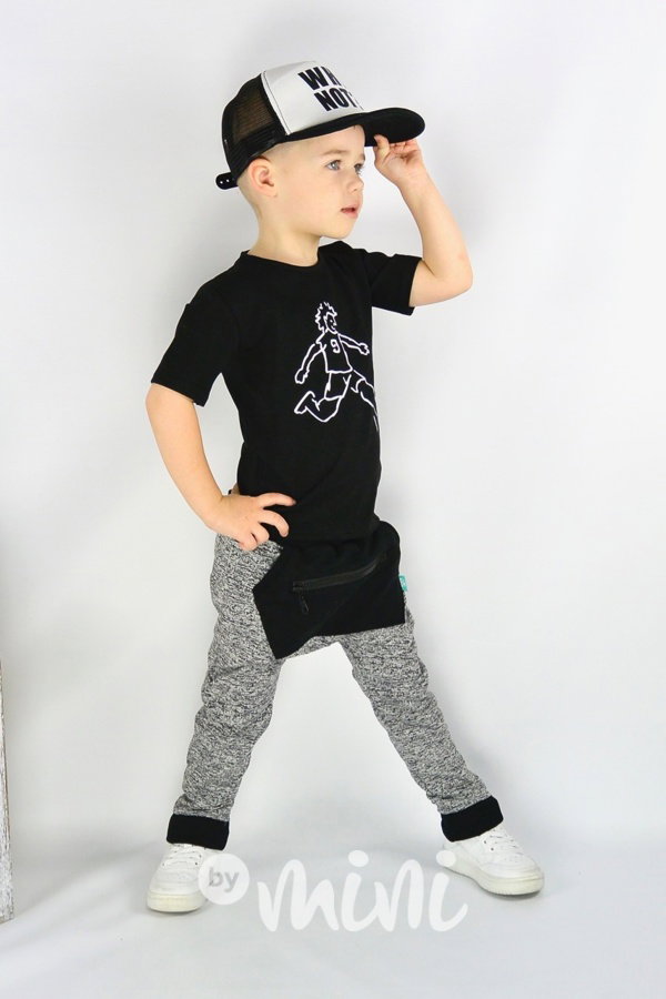 Grey melange baggy tepláčky se zipem