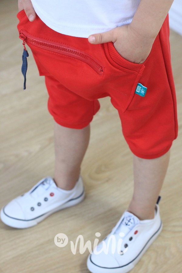 Red baggy shorts zip