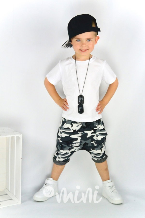 Baggy kraťasy black/white army