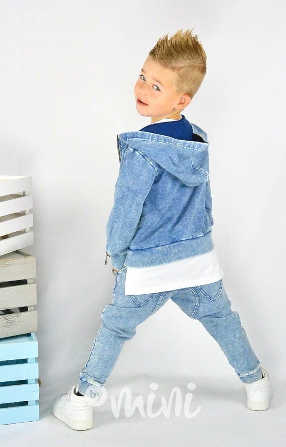 Jeans mikina s kapucí