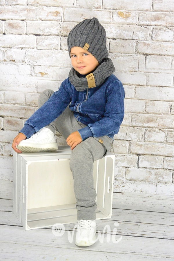 Středně šedé chlapecké baggy kapsáče