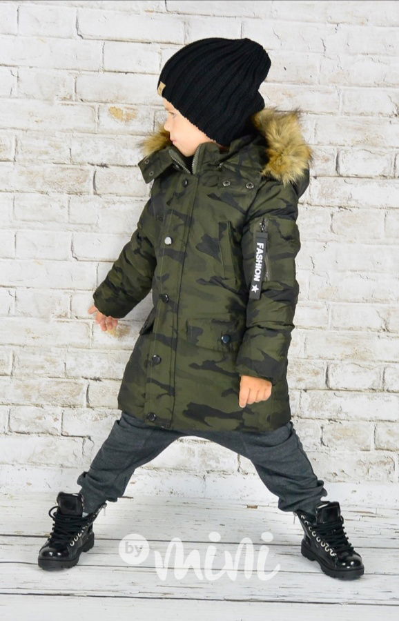 Chlapecký zimní kabát army maskáč