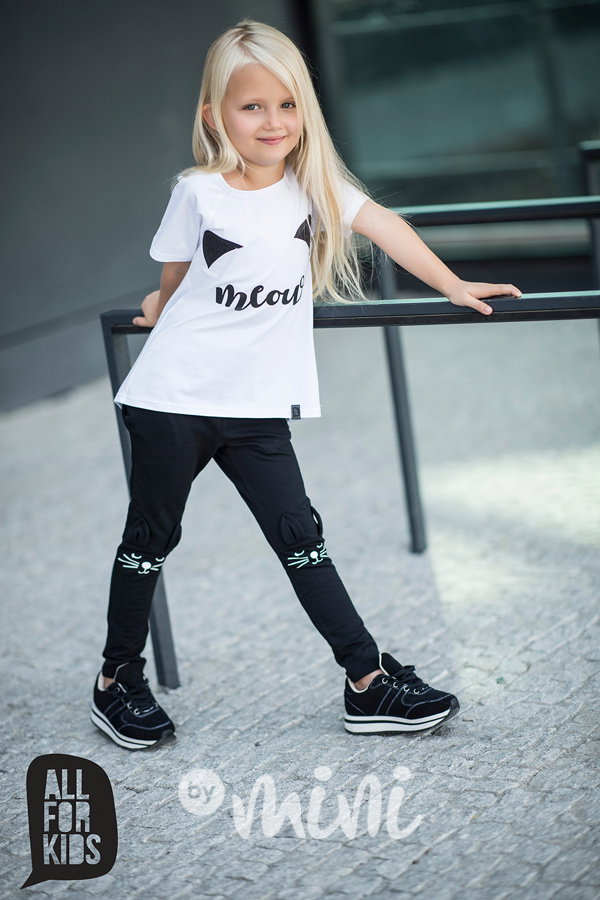 Kočičí dívčí triko s krátkým rukávem