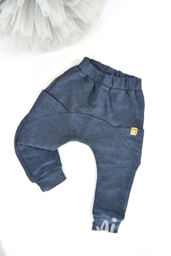 Oteplené blue melange baggy tepláčky