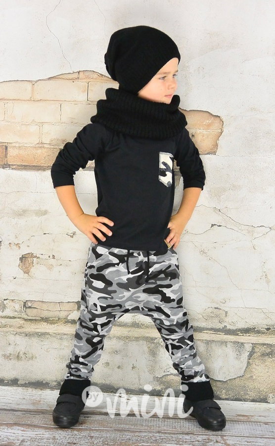 Black beanie čepka + nákrčník