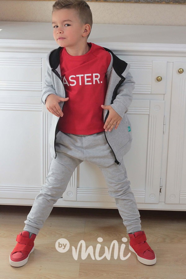 Šedé vyteplené tepláčky s kapsou