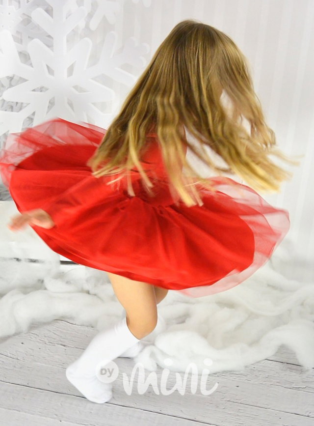 Ballerina červené šaty s maxi mašlí