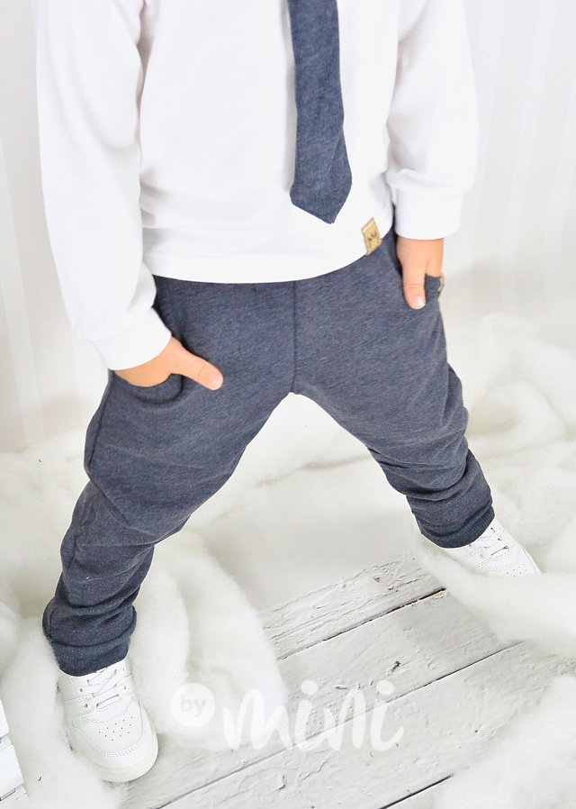 Longsleeve polo + jeans blue kravata
