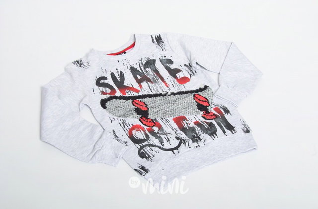 SKATE mikina s obracecími flitry světle šedá
