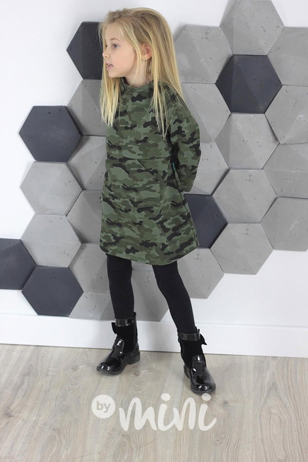 Army sporty šaty s klokankou