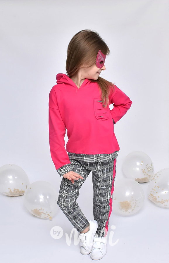 Pink karo dívčí komplet