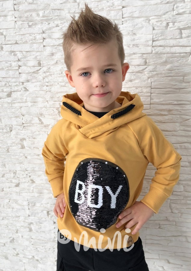 BOY mustard mikina s flitry