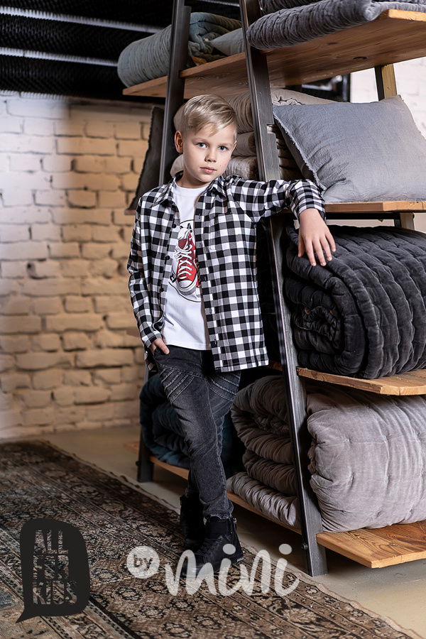 Chlapecká kostkovaná košile black/white