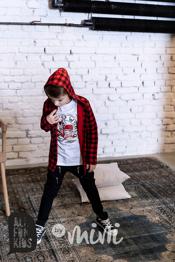 Kostkovaná košile s kapucí