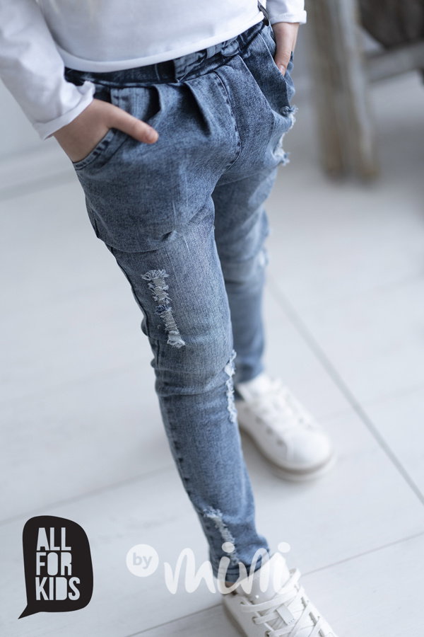 Jeans baggy kalhoty s mašličkou