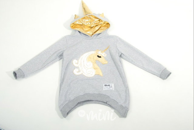 Unicorn gold asymetrická mikina šedá