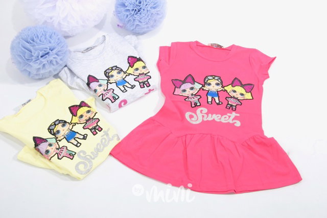 Dětské letní šaty LOL růžové, žluté