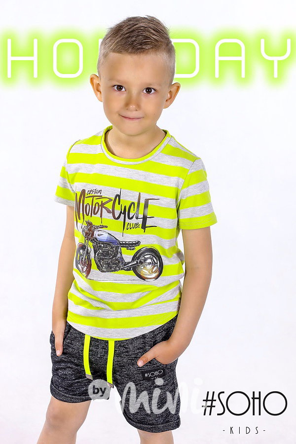 Chlapecký letní set oblečení kraťasy + tričko s motorkou