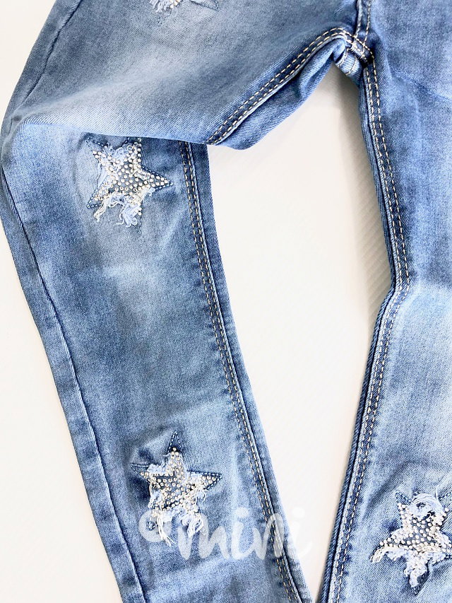 Stretch dívčí džíny hvězdičky 