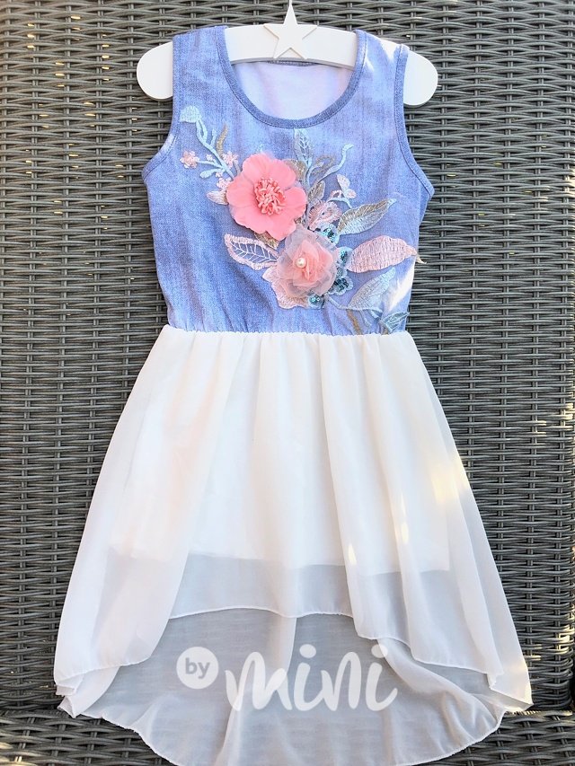 Dívčí letní blossom jeans/white šaty s kytičkami